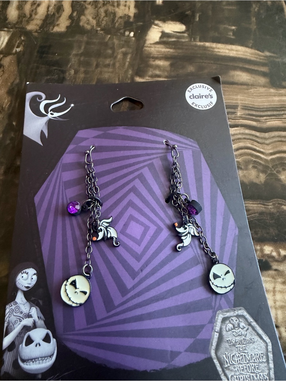 Claire's Purple and Black Nightmare Before Christmas Dangle Earrings